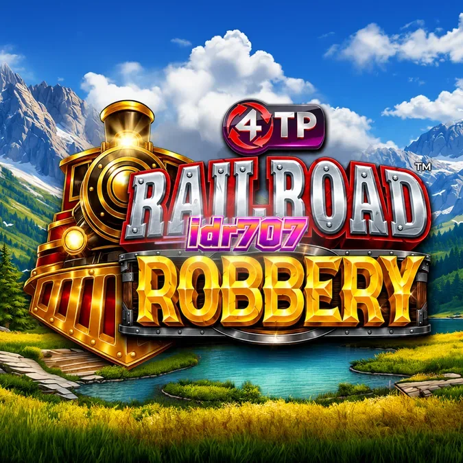 Tampilan visual permainan slot 4TP Railroad Robbery dengan tema perampokan kereta api